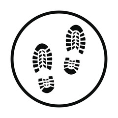 monochrome human footprint illustration with circle