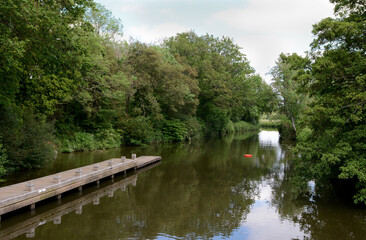 Fototapeta premium Lifebelt floats on the river Medway, England