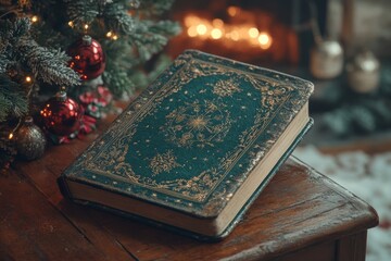 A magic book in a Christmas style