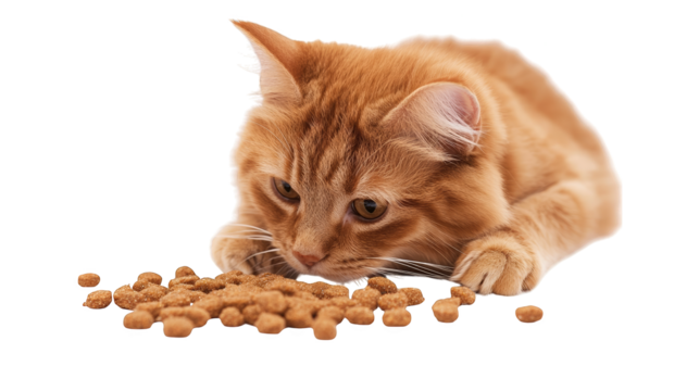 Adorable cat indulges in a nutritious meal, closeup view of happy, healthy eating. feline diet and pet nutrition.