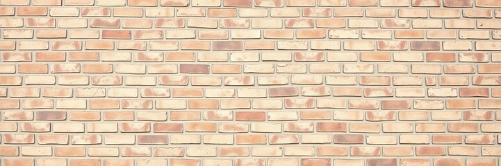 Fototapeta premium Light brown brick wall with rough texture background, exterior, brown