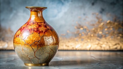 Kintsugi Vase in Low Light Photography - Artistic Home Decor for SEO Optimization