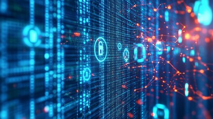 Fototapeta premium futuristic banner with digital elements representing blockchain technology 