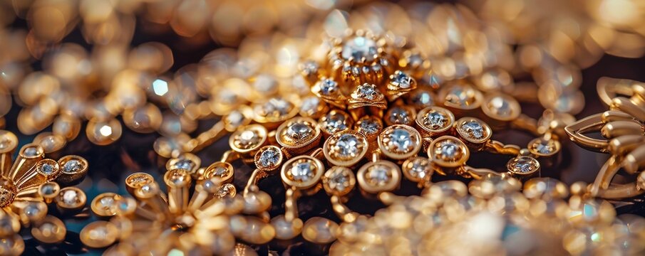 Intricately designed gold jewelry pieces