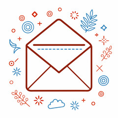 Naklejka premium Letter envelope isolated on background, envelope vector illustration clipart