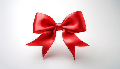 Fototapeta premium Red bow floating or flying isolated white background