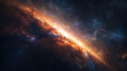 Fototapeta premium A breathtaking view of the Milky Way galaxy stretching across the night sky, with vibrant colors of purples,