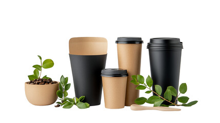 Warm coffee cups and lush green plant, creating a cozy atmosphere for relaxing moments