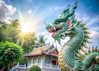 Fototapeta premium Majestic Chinese Dragon Statue in Thailand - A Symbol of Power and Protection