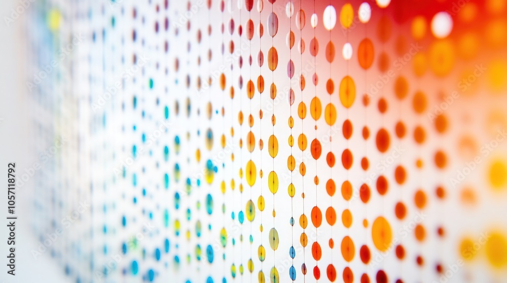 Poster a high-resolution image of individual quantum dots, displayed in a grid pattern with varying sizes a