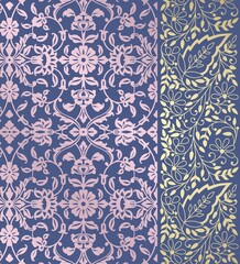 wedding card design, traditional paisley floral pattern , royal India	