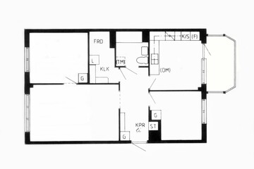Architectural background. Part of architectural project, architectural plan of the apartment
