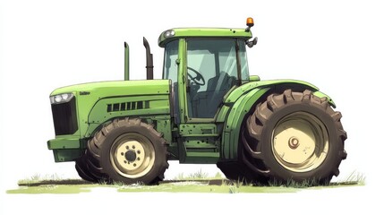 Obraz premium A green tractor with a yellow steering wheel