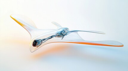 An eye-catching, modern drone with an elongated aerodynamic shape. Characterized by swirling patterns of light and energy.