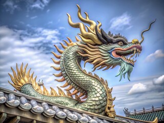 Fototapeta premium Minimalist Chinese New Year Dragon Portrait for Celebration, 3D Design, Perfect for Festive Decor and Copy Space Usage