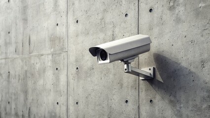 Minimalist CCTV Camera on Concrete Wall for Enhanced Security and Surveillance