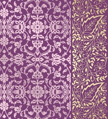 wedding card design, traditional paisley floral pattern , royal India	