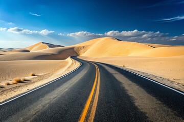Naklejka premium Minimalist Desert Road Journey - Travel Photography for Adventure Seekers