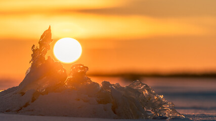 Sunrise over the Swedish archepilago in winter.