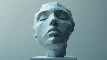 close-up minimalistic stone sculpture head
