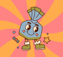 Groovy Christmas Retro Candy with Smiling Face