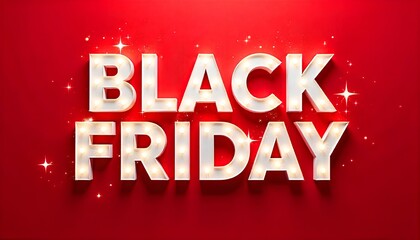 Black Friday sale sign with sparkling lights on a red background.