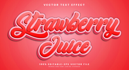 Strawberry juice editable text effect suitable for fresh fruit Products