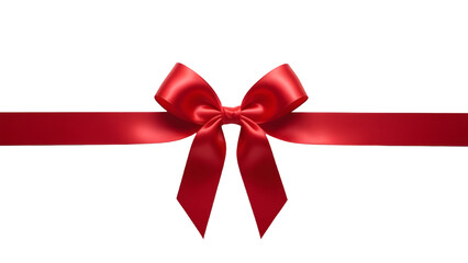 Red ribbon and bow isolated against transparent background. Wrapping for box concept