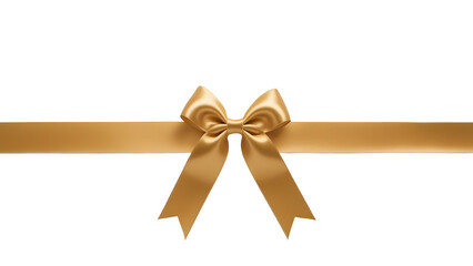 Fototapeta premium Gold luxury ribbon and bow cutout isolated against transparent background. Gift wrapping PNG.