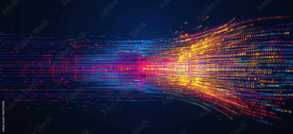 Poster abstract background with binary code and wave