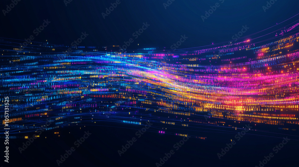 Poster abstract background with binary code and wave