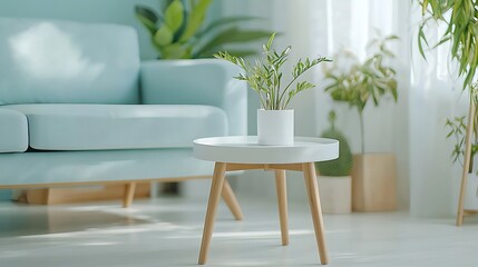 Bright and airy living room with green plants and minimalist decor a perfect reflection of modern lifestyle and comfort