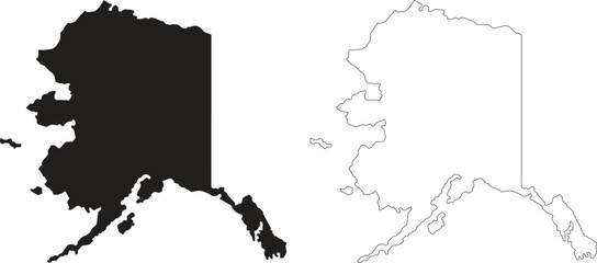 Alaska state map outline contour silhouette vector