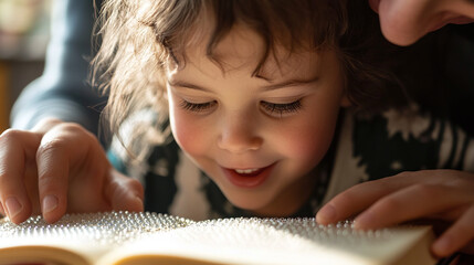 Empowered Reading: A Child and Adult Sharing a Braille Book