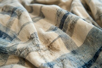 dirty food mark on clothes, Close-up food stain dirt on the shirt prepare cleaning mark removal before laundry, Generative AI
