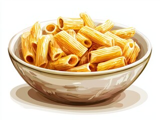 A delicious bowl of rigatoni pasta, highlighting its smooth texture and golden color, perfect for any culinary design.