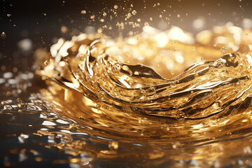 Clear water surface in gold and white gilded light, AI Generated
