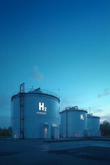 Obraz premium industrial storage tanks symbolizing the potential of hydrogen as a clean energy source