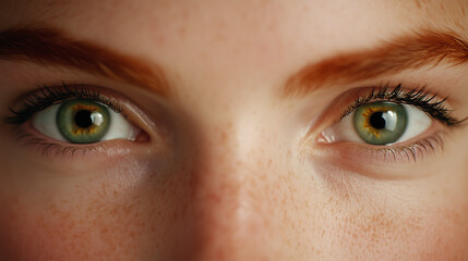 Obraz premium Close up View of a Persons Striking Green and Hazel Eyes With Freckles Around the Face