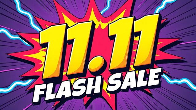 11.11 super sale promo banner with discount offer. 11.11 shopping festival super sale banner. Flash sale is a special offer, a banner for a post on social networks or a banner on a website.