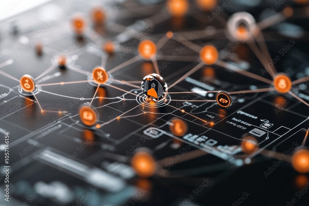 Poster this image features a graphical interface with interconnected lines and nodes, depicting a network s