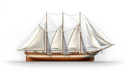 Obraz premium A beautifully crafted wooden sail ship with tall masts and expansive sails showcases traditional craftsmanship and evokes maritime adventure