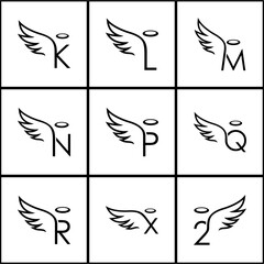 SET OF AN ALPHABET AND NUMBER COMBINED WITH WING OF ANGEL