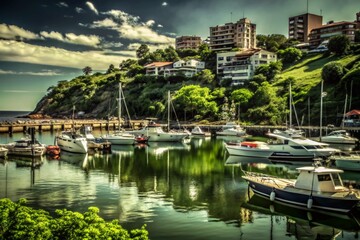 Fototapeta premium Piriapolis City Port: Scenic Marina Views and Coastal Beauty in Maldonado, Uruguay