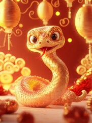 Festive Year of the Snake cartoon image poster background