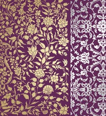 wedding card design, traditional paisley floral pattern , royal India	