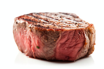 closeup Grilled flat iron steak shot in flat style, On white background, AI Generated