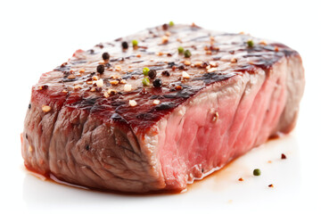 closeup Grilled flat iron steak shot in flat style, On white background, AI Generated