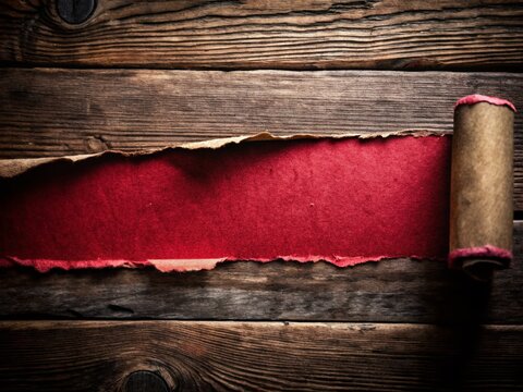 Red Header in Torn Paper Hole with Copy Space for Creative Designs and Marketing