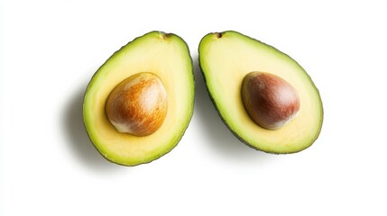 Fresh halved avocado on white: perfect for healthy recipes and modern cuisine trends